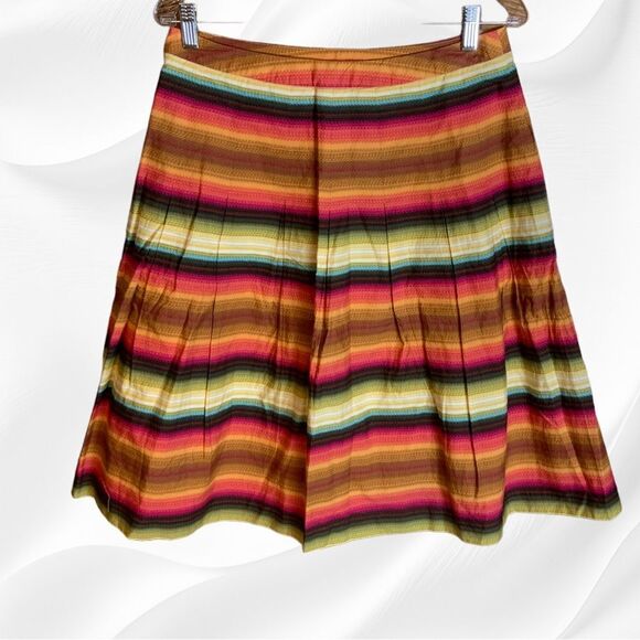 Talbots Drop Pleat Sunset Colors Cotton Skirt Size 8 - Picture 2 of 3